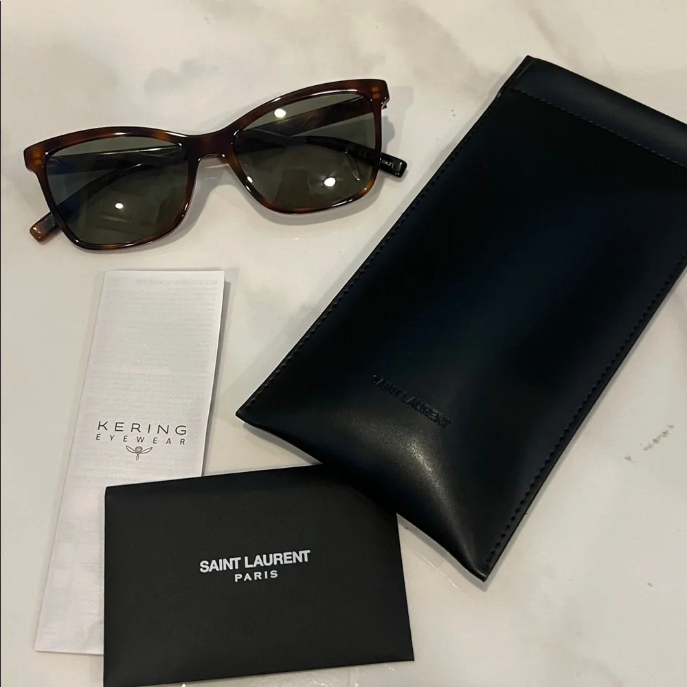 SAINT LAURENT Acetate Cat Eye Sunglasses SL 502 Tortoise NWT - Picture 6 of 8